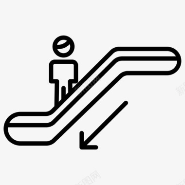 自动扶梯下行机场图标图标