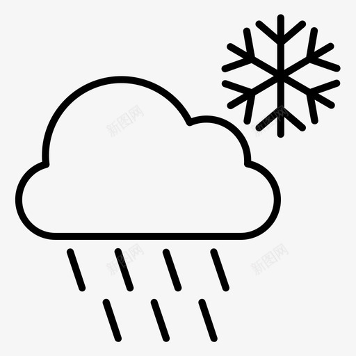 雪和雨云天气图标svg_新图网 https://ixintu.com 一卷 天气 天气预报 第一