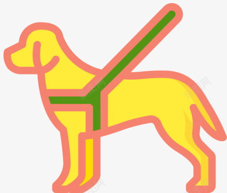 导盲犬无障碍4线性颜色图标图标