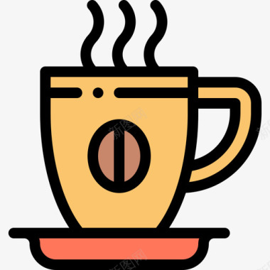 咖啡杯自由时间29线性颜色图标图标