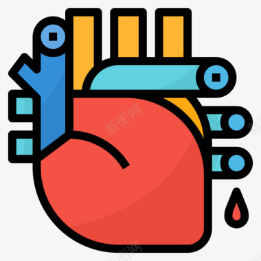 心脏空气污染3线性颜色图标图标