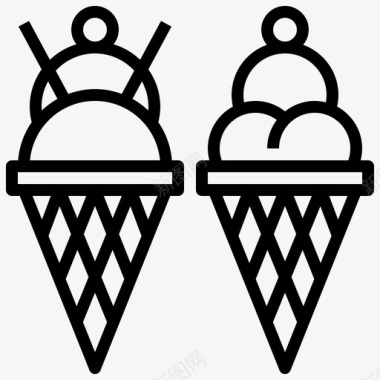 冰淇淋甜食和糖果15直链图标图标