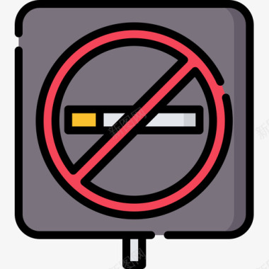 禁止吸烟电影工业3线性颜色图标图标