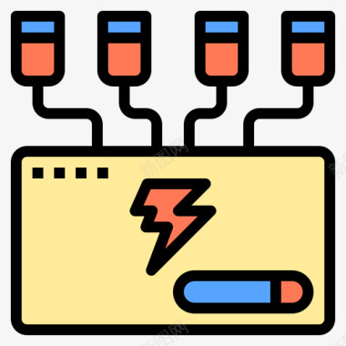 电源组旅行工具2线性颜色图标图标