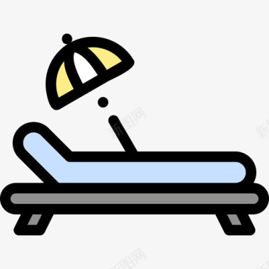 日光浴床酒店服务22线性颜色图标图标