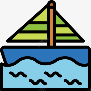 帆船钓鱼19线型颜色图标图标