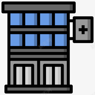 医院建筑集合5线性颜色图标图标