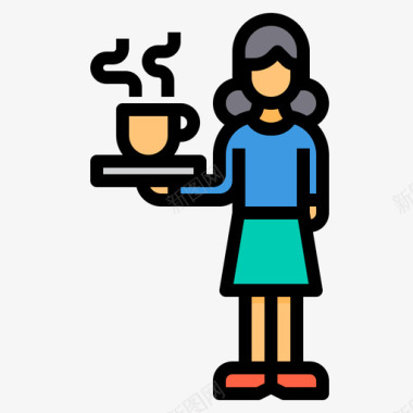女服务员42号咖啡厅正色图标图标