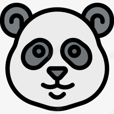 熊猫中国58号线形颜色图标图标