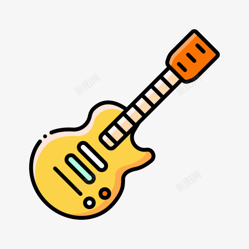 电吉他乐器32线性颜色图标svg_新图网 https://ixintu.com 乐器 吉他 线性 颜色