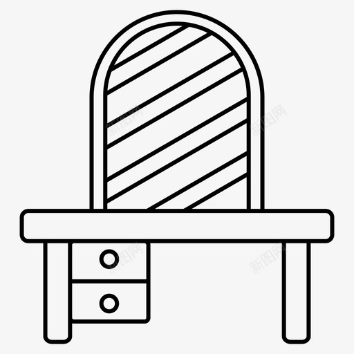 梳妆台家具家居图标svg_新图网 https://ixintu.com 室内设计图标细线套66 家具 家居 梳妆台 镜子