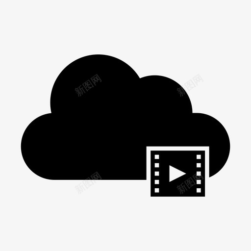 视频云媒体图标svg_新图网 https://ixintu.com 云 媒体 播放 电影 观看 视频