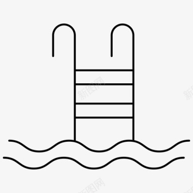 游泳池梯子夏季1px线图标图标