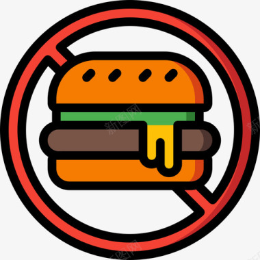 无垃圾食品饮食营养4线色图标图标