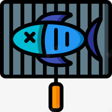 鱼烤肉4线颜色图标图标