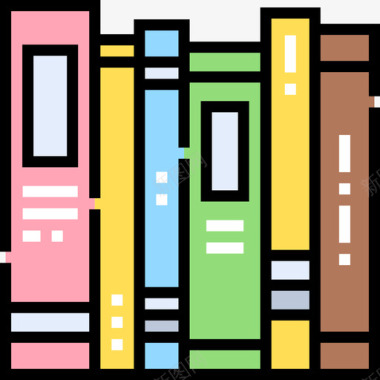 书籍毕业9线性颜色图标图标