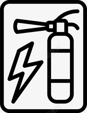 灭火器警告标志4线性图标图标