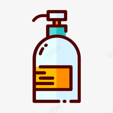 洗发水浴室56线性颜色图标图标