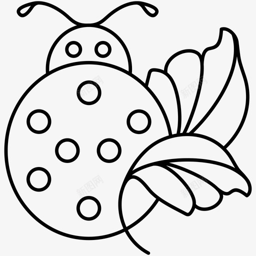 瓢虫卡通昆虫图标svg_新图网 https://ixintu.com 卡通 昆虫 树叶 瓢虫