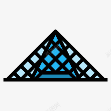 卢浮宫金字塔26号地标线性颜色图标图标