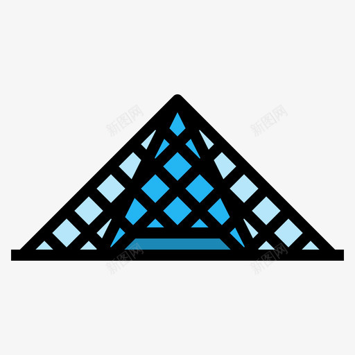 卢浮宫金字塔26号地标线性颜色图标svg_新图网 https://ixintu.com 26号 卢浮宫 地标 线性 金字塔 颜色