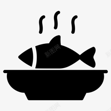 热鱼菜盘子图标图标
