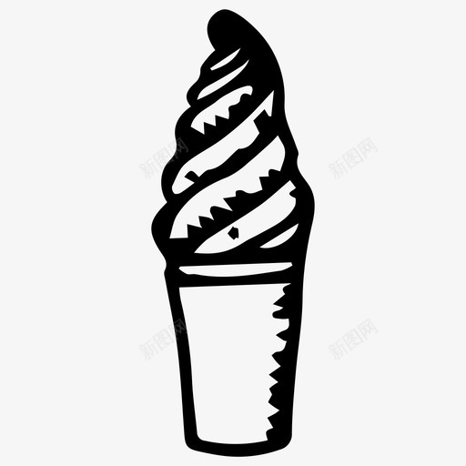 冰淇淋筒食物素描图标svg_新图网 https://ixintu.com 冰淇淋 甜食 素描 食物