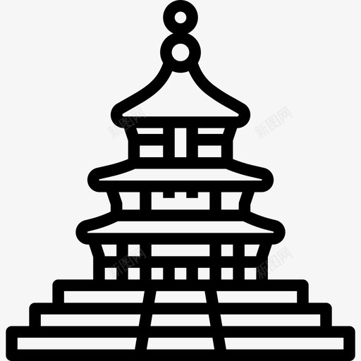 寺庙中国55直线图标svg_新图网 https://ixintu.com 中国 寺庙 直线