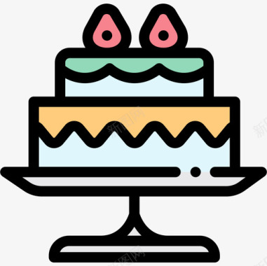 蛋糕派对和庆典17线性颜色图标图标