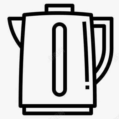 水壶咖啡店117直线型图标图标
