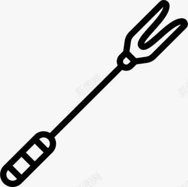 叉子烤肉直形图标图标