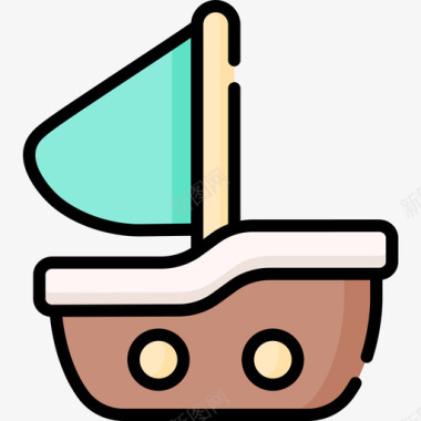 船婴儿淋浴19线性颜色图标图标
