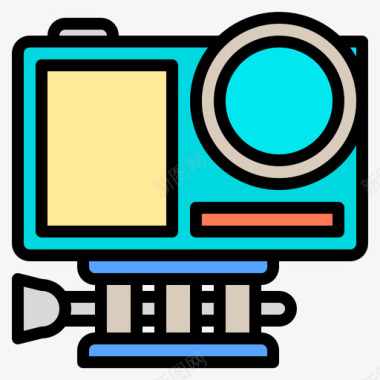 动作摄像机摄影112线性彩色图标图标