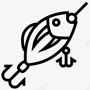 鱼饵钓鱼44线状图标图标