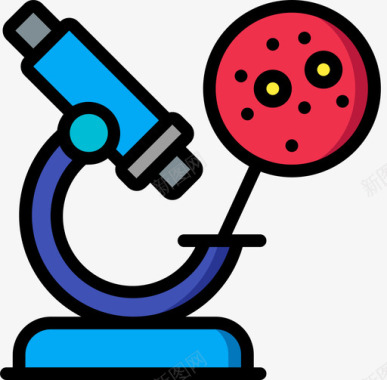 显微镜遗传学和生物工程5线颜色图标图标