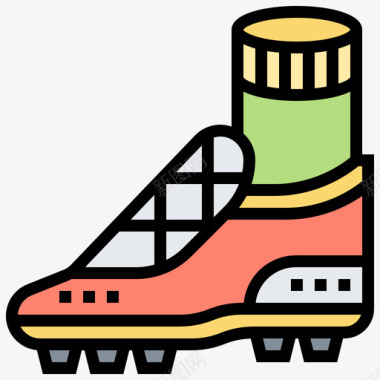 跑鞋美式足球25线性颜色图标图标