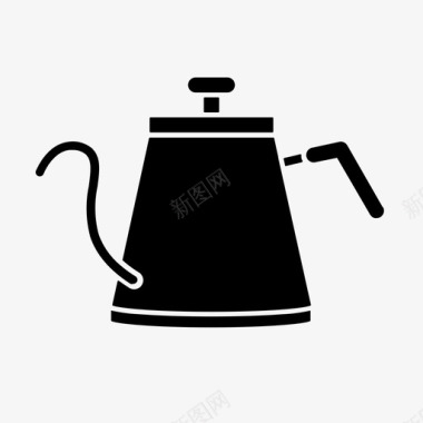 咖啡壶鹅颈管咖啡设备字形图标图标