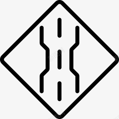 窄路美国路标3线形图标图标