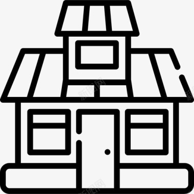 平房房屋类型16线性图标图标