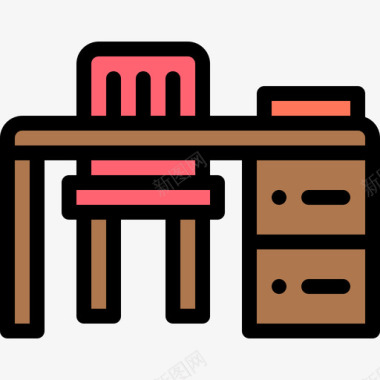 办公桌家具41线性颜色图标图标