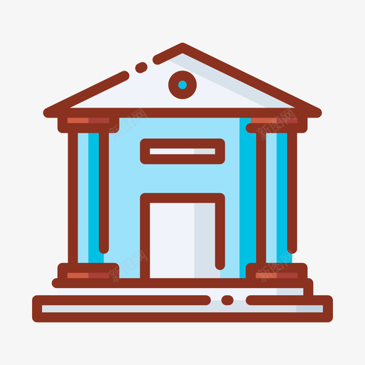 银行建筑64线性颜色图标svg_新图网 https://ixintu.com 建筑 线性 银行 颜色