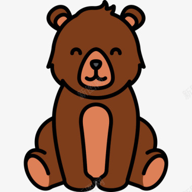 熊动物27线性颜色图标图标