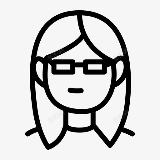 人物画画眼镜图标svg_新图网 https://ixintu.com 人物画 人物画瘦 画 眼镜 长头发