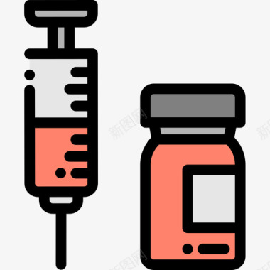 注射器药物21线性颜色图标图标