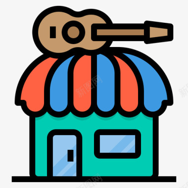 音乐商店34号商店线性颜色图标图标