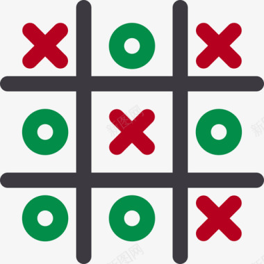 井字游戏46赌场线性颜色图标图标