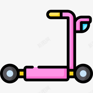 滑板车儿童玩具23线性颜色图标图标