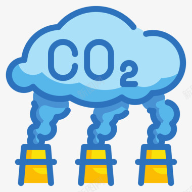 二氧化碳生态环境6线性颜色图标图标