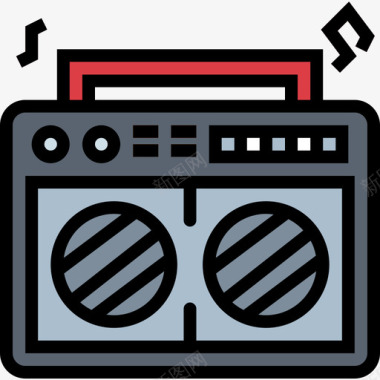 收音机嘻哈12线性颜色图标图标