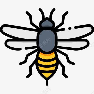 蜜蜂82春线形颜色图标图标